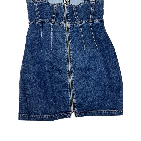 BDG Urban Outfitters Denim Mini Dress With Front Zip Closure Adj Straps Mini - Picture 2 of 14
